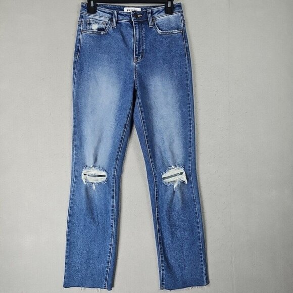 RSQ High Rise Straight Leg Jeans Womens 27 Blue Distressed Relaxed Casual Denim - Picture 1 of 15